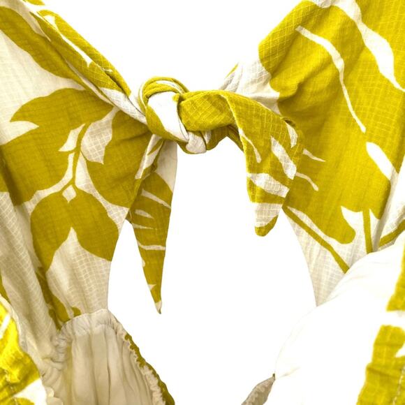 Maeve Anthropologie Feliciana Puff Sleeve Chartreuse White Mini Dress size small - Picture 6 of 10